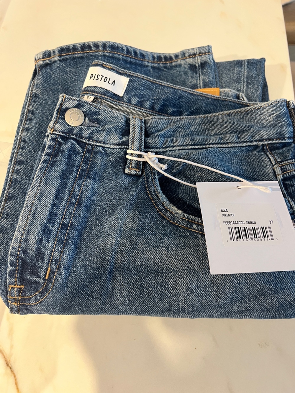 Pistola ISSA Women's Straight Leg Medium Blue Denim Jeans